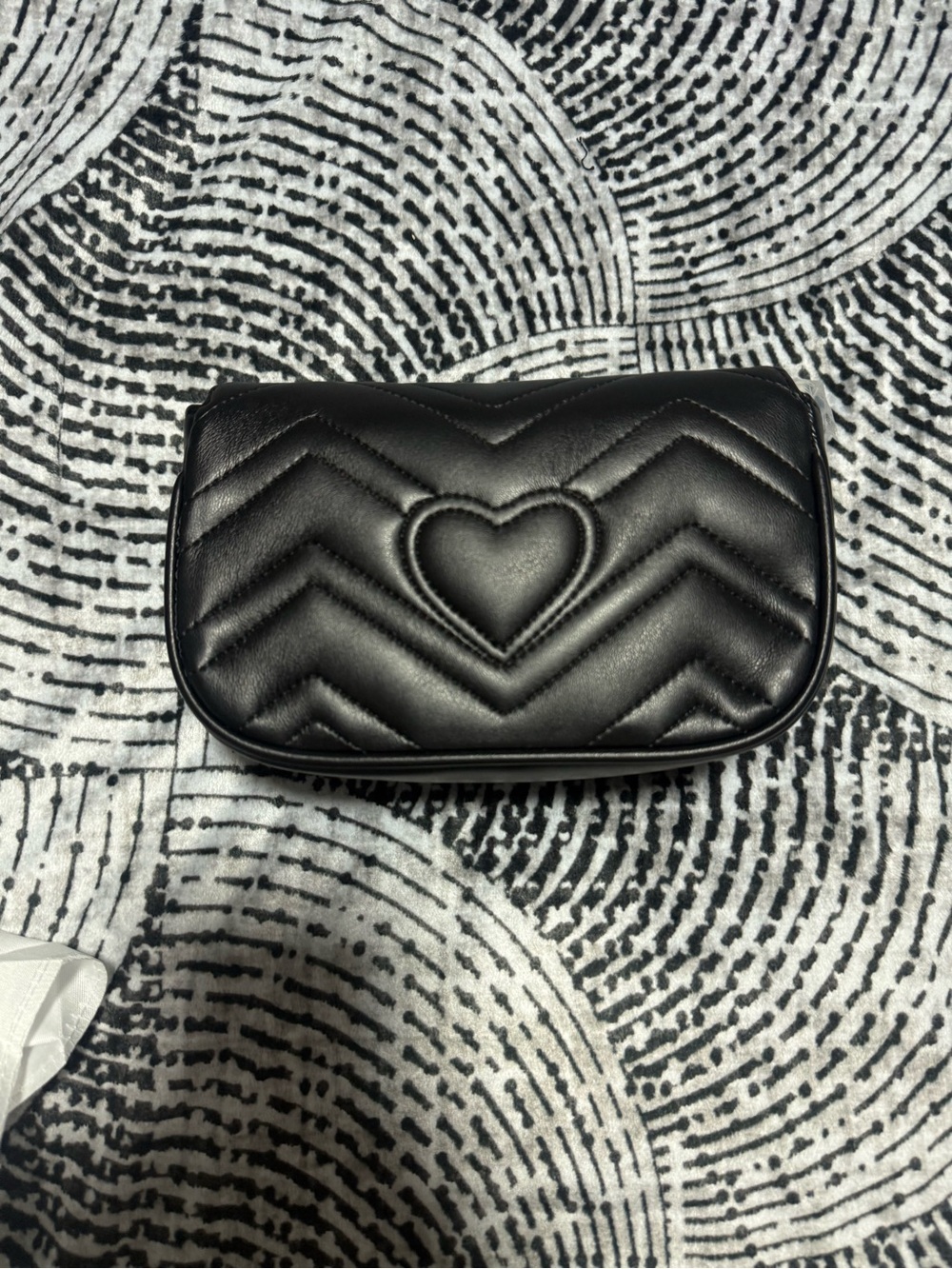 Black Quilted Heart Crossbody Bag - Unbranded